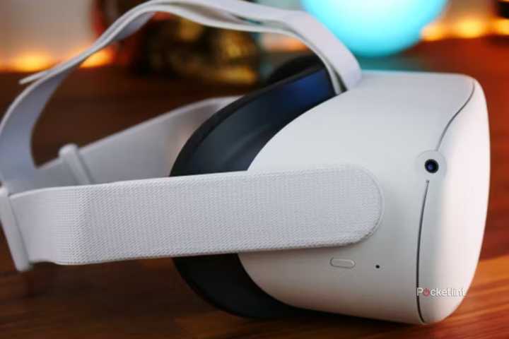 The Meta Quest 2 on a desk.