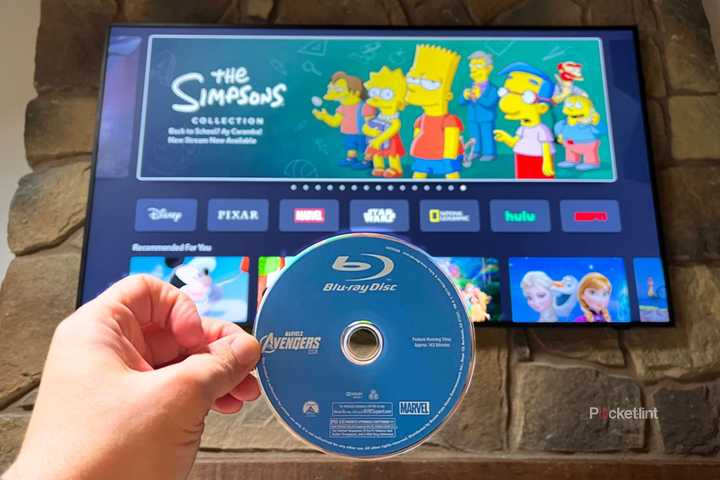 A Blu-Ray Disc in front of the Simpsons on streaming. 