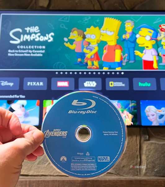A Blu-Ray Disc in front of the Simpsons on streaming. 