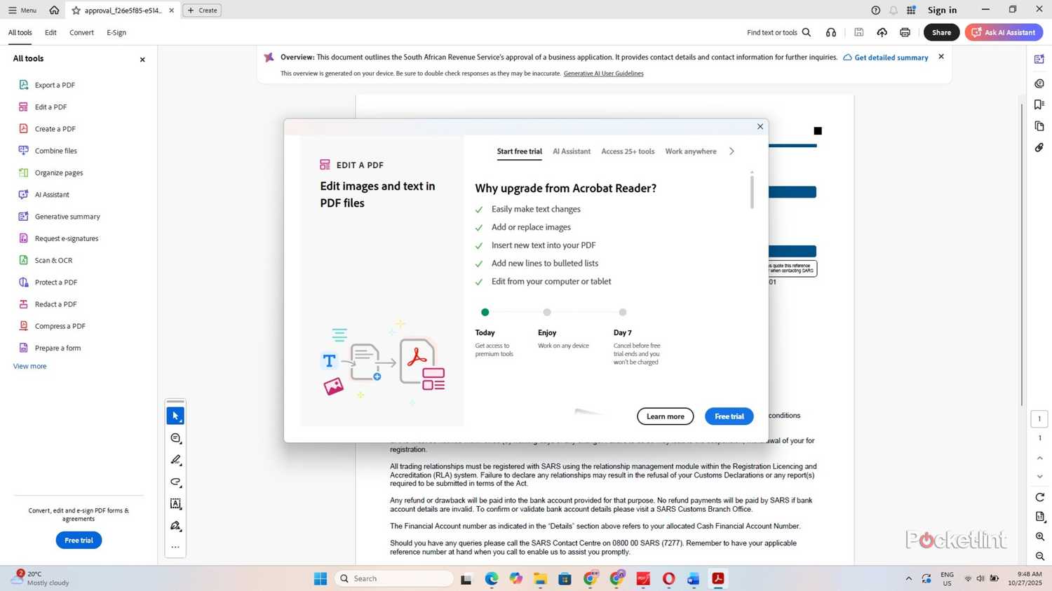 Adobe Acrobat reader paywall.
