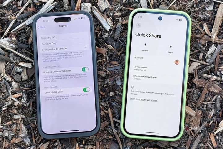 AirDrop and Quick Share interfaces.