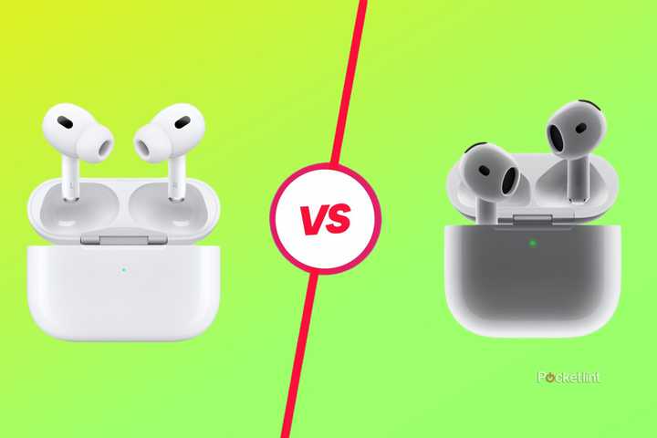 AirPods Pro 2 vs AirPods 4 on colored background