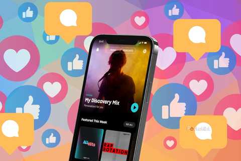 A phone with Amazon music on it surrounded by social media icons 