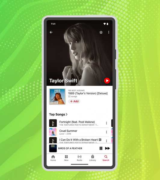 Apple Music showing Taylor Swift. 