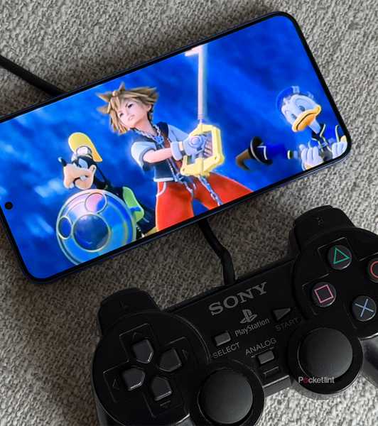 Screenshot of PS2 game on Galaxy S25 Plus next to PS2 controller.