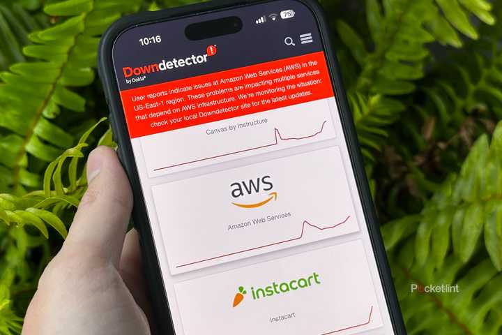 Amazon Web Services outage on downdetector.