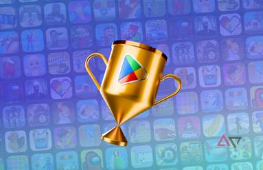 A gold cup with the Google Play Store logo 