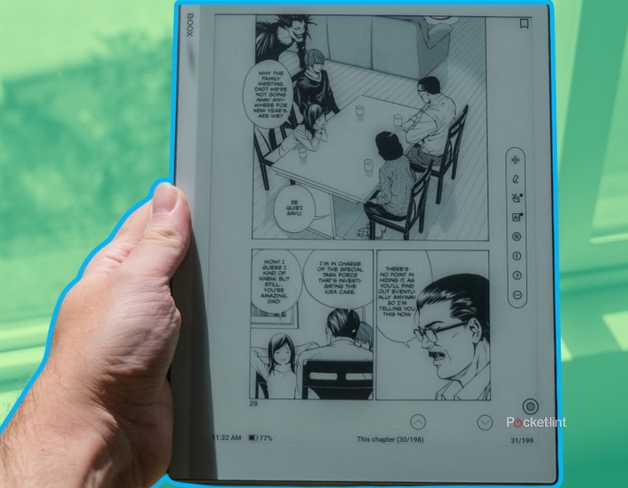 The Go 10.3 Boox e-reader with manga on it. 