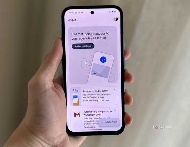 Google Wallet app on Pixel 8a.
