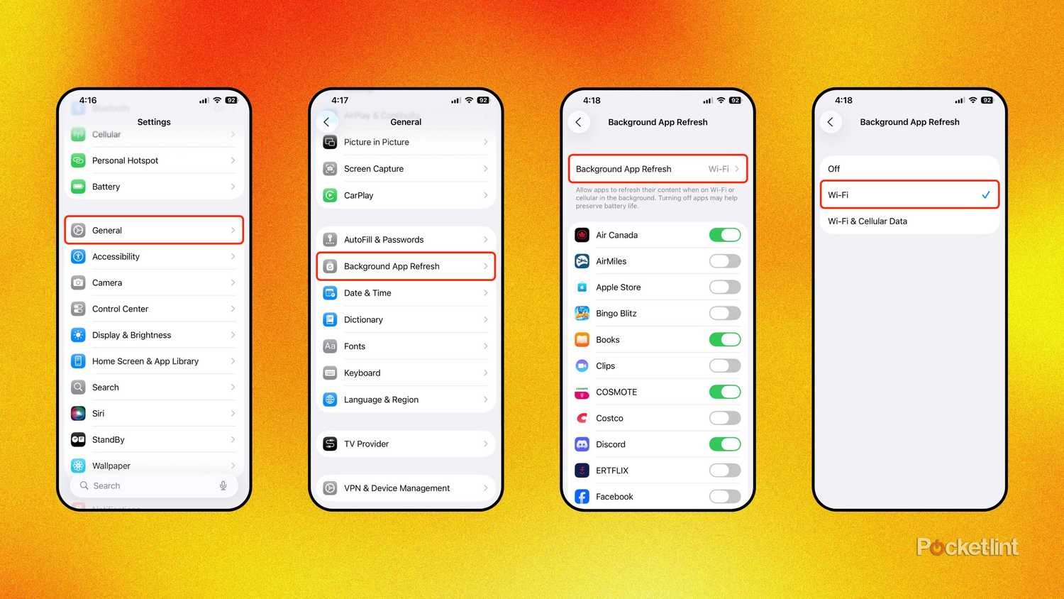 iOS 26 Background App Refresh screenshots