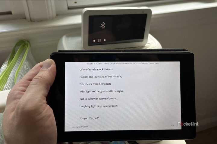 An Echo Show synced with a Kindle reading