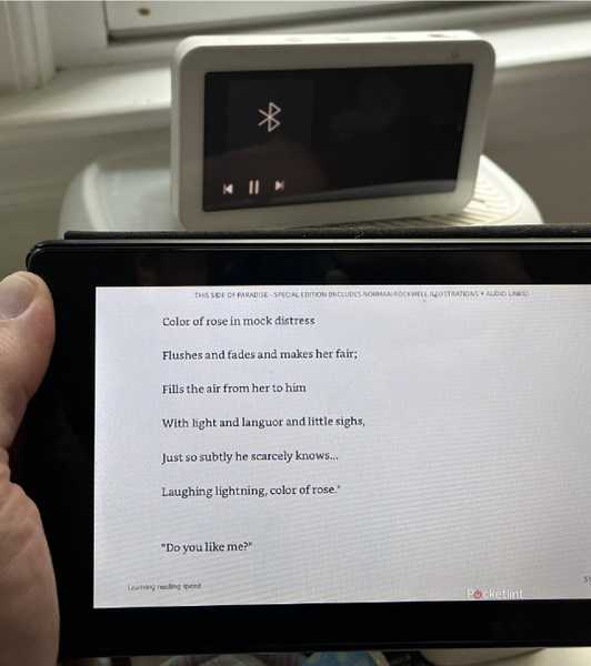 An Echo Show synced with a Kindle reading
