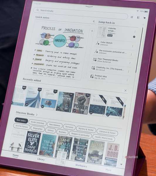 The homescreen on a Kindle Scribe Colorsoft.