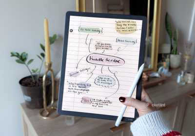 Using a fountain pen on a Kindle Scribe Colorsoft. 