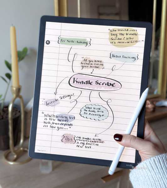 Using a fountain pen on a Kindle Scribe Colorsoft. 