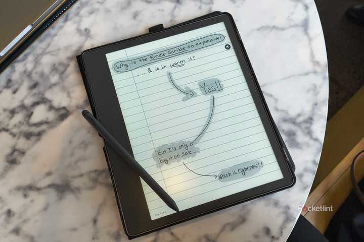 A Kindle Scribe with lettering on it. 
