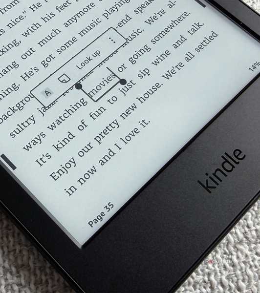 Kindle e-reader with new highlight menu.