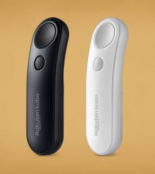 Kobo Remote in black and white on tan background.