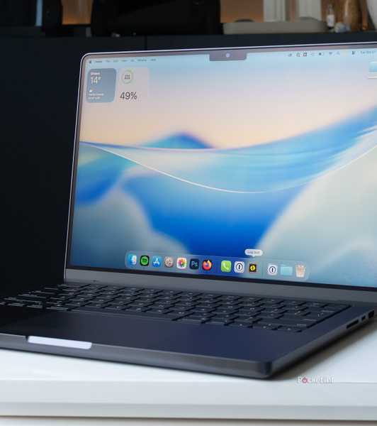 The M5 MacBook Pro sitting on a table 