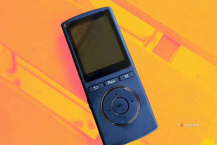 An MP3 player outside on a patio table