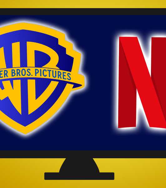 Warner Bros. logo and Netflix logo on TV.