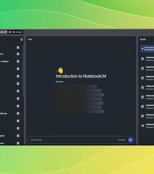 NotebookLM on a green background. 
