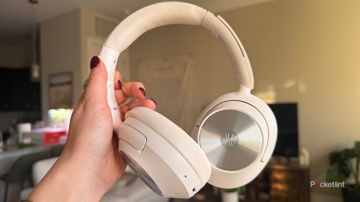 White headphones. 