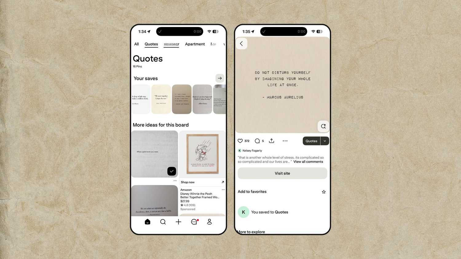 Pinterest quotes and board. 