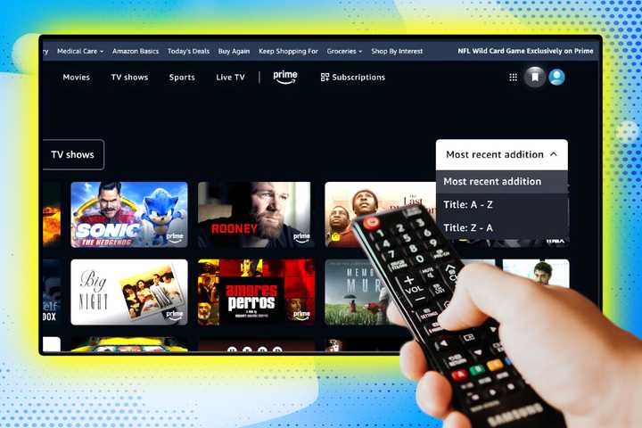 A person on Prime Video with their remote. 