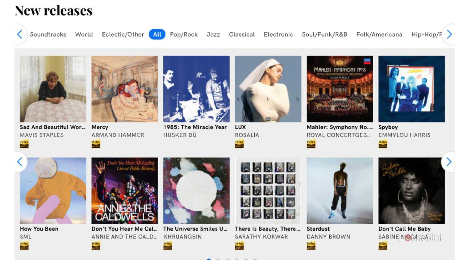 The New Releases page of Qobuz