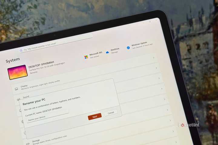 Renaming a Windows 11 PC in Settings.
