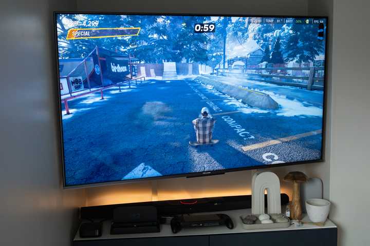 The ROG Xbox Ally X hooked up to a TV