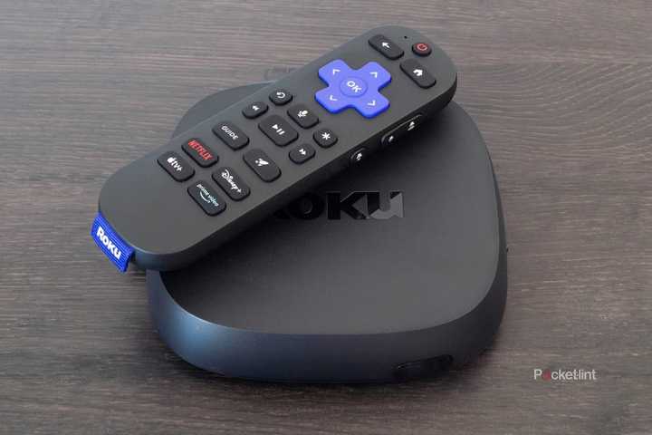 Roku Ultra and remote on table.