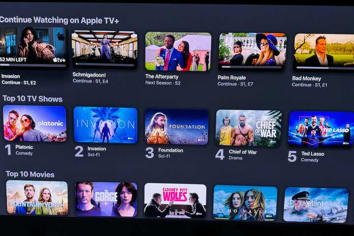 Apple TV+ on Samsung OLED S90F smart TV.