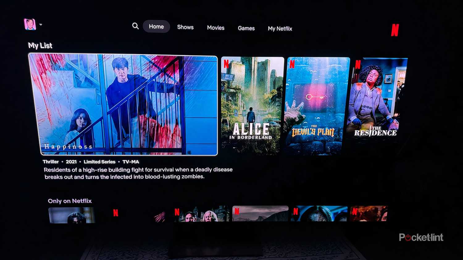 Netflix on Samsung OLED S90F smart TV.