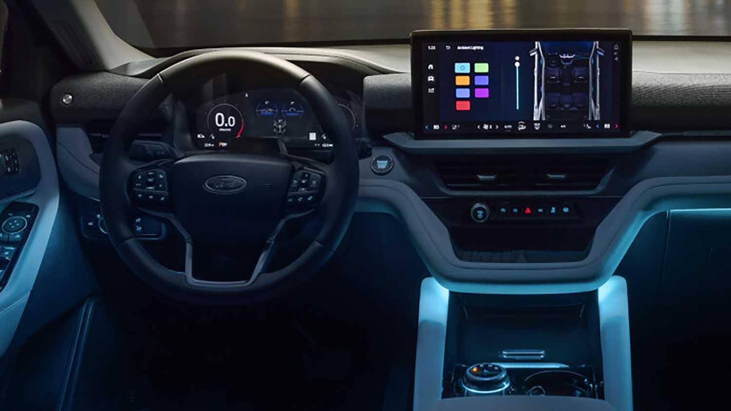 A still photo of the 2025 Ford Explorer infotainment system. 