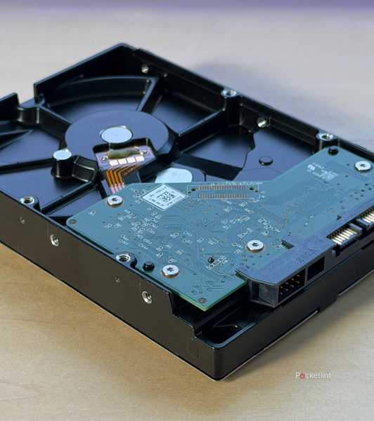 Hard drive on desk.