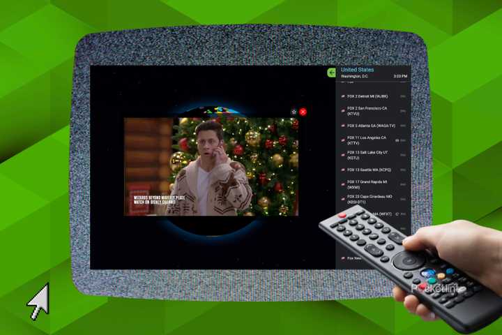 An image of the TV garden website on a TV screen with a remote