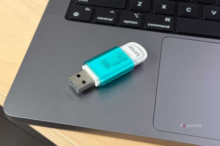 USB stick on laptop.