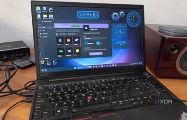 Widget Launcher and widgets running on Windows 11 laptop screen