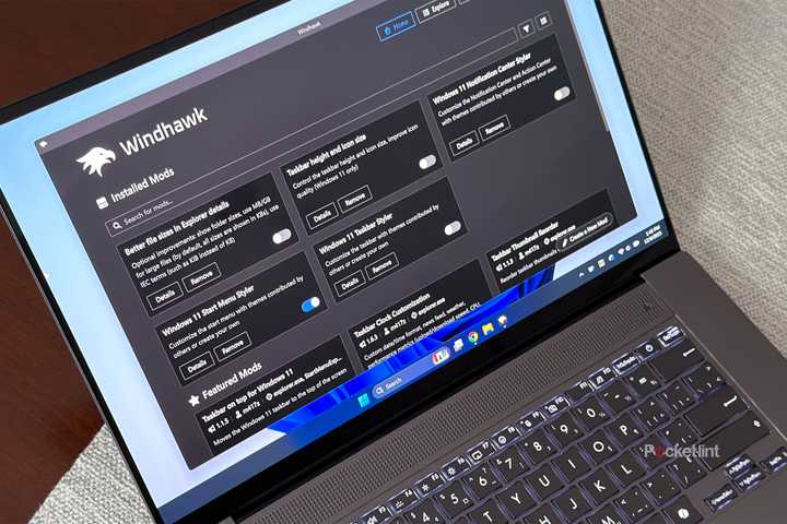 Windhawk app on Windows 11 laptop.