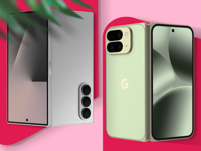 Side-by-side comparison of the Samsung Galaxy Z Fold 7 and the Google Pixel 10 Pro Fold